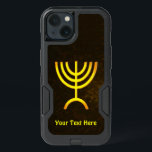 Menorah Flame iPhone 13 Case<br><div class="desc">A brown and gold digital rendering of the Jewish seven-branched menorah (Hebrew: מְנוֹרָה‎). Add your own text. The seven-branched menorah, used in the portable sanctuary set up by Moses in the wilderness and later in the Temple in Jerusalem, has been a symbol of Judaism since ancient times and is the...</div>