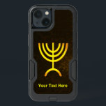 Menorah Flame iPhone 13 Case<br><div class="desc">A brown and gold digital rendering of the Jewish seven-branched menorah (Hebrew: מְנוֹרָה‎). Add your own text. The seven-branched menorah, used in the portable sanctuary set up by Moses in the wilderness and later in the Temple in Jerusalem, has been a symbol of Judaism since ancient times and is the...</div>