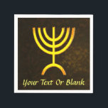 Menorah Flame Paper Napkins<br><div class="desc">A digital rendering of the Jewish seven-branched menorah (Hebrew: מְנוֹרָה‎). Add your own text. This image is also available on Bar/Bat mitzvah invitations, RSVP and Thank You cards, and many other items. The seven-branched menorah, used in the portable sanctuary set up by Moses in the wilderness and later in the...</div>