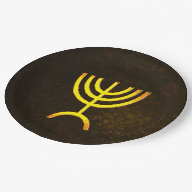 Menorah Flame Paper Plates (Angled)
