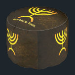 Menorah Flame Pouf<br><div class="desc">A brown and gold digital rendering of the Jewish seven-branched menorah (Hebrew: מְנוֹרָה‎). Add your own text on top. The seven-branched menorah, used in the portable sanctuary set up by Moses in the wilderness and later in the Temple in Jerusalem, has been a symbol of Judaism since ancient times and...</div>