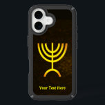 Menorah Flame iPhone 16 Case<br><div class="desc">A brown and gold digital rendering of the Jewish seven-branched menorah (Hebrew: מְנוֹרָה‎). Customize by adding your own text. The seven-branched menorah, used in the portable sanctuary set up by Moses in the wilderness and later in the Temple in Jerusalem, has been a symbol of Judaism since ancient times and...</div>