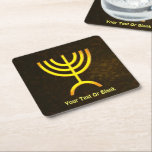 Menorah Flame Square Paper Coaster<br><div class="desc">A brown and gold digital rendering of the Jewish seven-branched menorah (Hebrew: מְנוֹרָה‎). Add your own text. The seven-branched menorah, used in the portable sanctuary set up by Moses in the wilderness and later in the Temple in Jerusalem, has been a symbol of Judaism since ancient times and is the...</div>