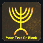 Menorah Flame Square Sticker<br><div class="desc">A digital rendering of the Jewish seven-branched menorah (Hebrew: מְנוֹרָה‎). The seven-branched menorah, used in the portable sanctuary set up by Moses in the wilderness and later in the Temple in Jerusalem, has been a symbol of Judaism since ancient times and is the emblem on the coat of arms of...</div>