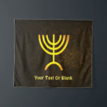 Menorah Flame Tapestry<br><div class="desc">A brown and gold digital rendering of the Jewish seven-branched menorah (Hebrew: מְנוֹרָה‎). Add your own text. The seven-branched menorah, used in the portable sanctuary set up by Moses in the wilderness and later in the Temple in Jerusalem, has been a symbol of Judaism since ancient times and is the...</div>