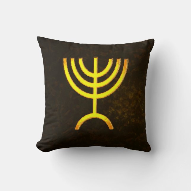 Menorah Flame Throw Pillow (Front)