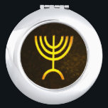 Menorah Flame Vanity Mirror<br><div class="desc">A brown and gold digital rendering of the Jewish seven-branched menorah (Hebrew: מְנוֹרָה). The seven-branched menorah, used in the portable sanctuary set up by Moses in the wilderness and later in the Temple in Jerusalem, has been a symbol of Judaism since ancient times and is the emblem on the coat...</div>