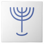 Menorah Gold-Look Blue White Ceramic Tile<br><div class="desc">Menorah gold-look Paleo Hebrew lettering. Personalize by adding your own name. To make this your own design 'Click to Customize Further" … or 'Transfer this design' to print the same design onto a different product. Where does the Menorah come from? It comes from the Bible, in the book of Exodus,...</div>
