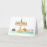Menorah Greeting Card<br><div class="desc">A card featuring Lupin hypnotized by the menorah</div>