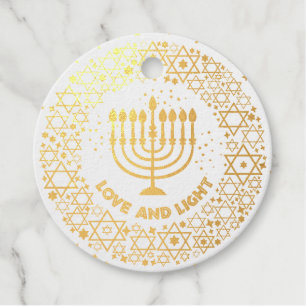 Menorah Hannukah Foil Favor Tags