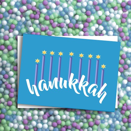 Menorah Hanukkah Candles Star of David Blue Holiday Card