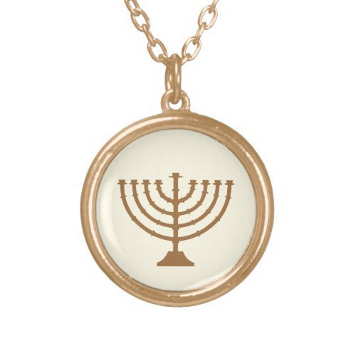 Menorah  Hanukkah Celebration Gold Plated Necklace
