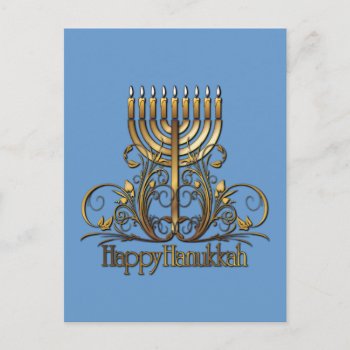 Menorah Hanukkah Greeting Holiday Postcard by ArtDivination at Zazzle
