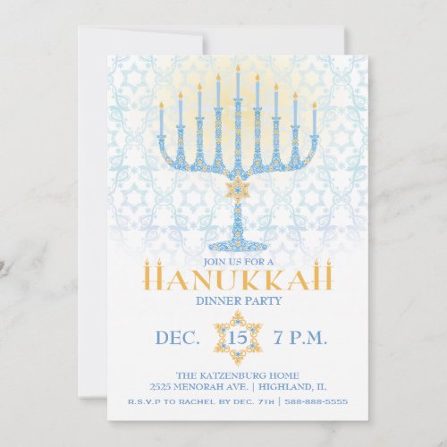 Menorah Hanukkah Invitation