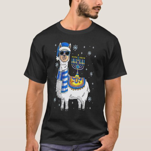 Menorah Hanukkah Llama  Cute Alpaca Chanukah 1 T-Shirt