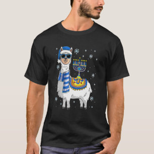 Menorah Hanukkah Llama Cute Alpaca Chanukah T-Shirt