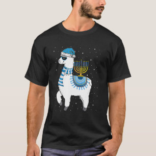 Menorah Hanukkah Llama Cute Alpaca Chanukah T-Shirt