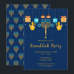 Menorah Hanukkah Party Invitation<br><div class="desc">Hanukkah party invitation with a menorah, gifts, driedels and sufganiyots. The words can be changed to suit your own details or requirements</div>