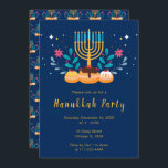 Menorah Hanukkah Party Invitation<br><div class="desc">Hanukkah party invitation with a menorah and sufganiyots. The words can be changed to suit your own details or requirements</div>