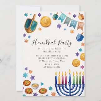 Menorah Hanukkah Party Jewish celebration Invitation