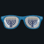Menorah Hanukkah Party Retro Sunglasses<br><div class="desc">Cool Hanukkah Party sunglasses in blue featuring a menorah for Chanukah. Rock your Hanukah celebration with these fun Jewish glasses.</div>