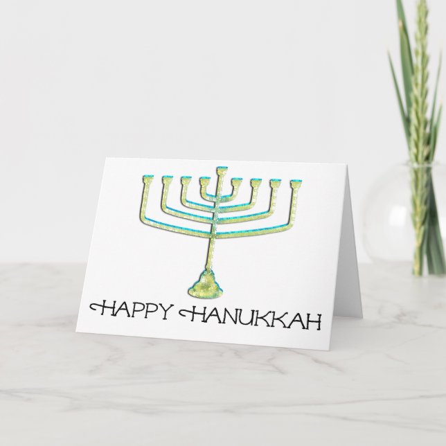 Menorah Happy Hanukkah Greeting Card (Front)
