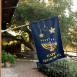Menorah Happy  Hanukkah  House Flag<br><div class="desc">Menorah Happy Hanukkah House Flag features gold stars & Hanukkah candles.A perfect design for outdoor decor on Hanukkah.Also great as gift.</div>