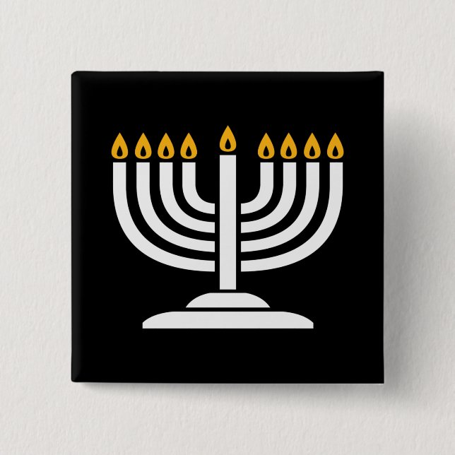 Menorah - Happy Hanukkah Jewish Holiday Gift Button (Front)