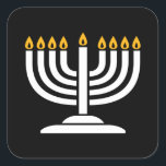 Menorah - Happy Hanukkah Jewish Holiday Gift Square Sticker<br><div class="desc">Simchat Torah ( Happy Hanukkah) Shana Tova Umetuka - A Good and Sweet Year! The ideal design for Rosh Hashanah - The Jewish New Year! Happy New Year! Shalom! Mazel Tov and Lechaim! Let's celebrate! Shana Tova (or Shanah Tovah)! Perfect design to wear on Rosh Hashanah! The ideal gift for...</div>
