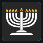 Menorah - Happy Hanukkah Jewish Holiday Gift Square Sticker<br><div class="desc">Simchat Torah ( Happy Hanukkah) Shana Tova Umetuka - A Good and Sweet Year! The ideal design for Rosh Hashanah - The Jewish New Year! Happy New Year! Shalom! Mazel Tov and Lechaim! Let's celebrate! Shana Tova (or Shanah Tovah)! Perfect design to wear on Rosh Hashanah! The ideal gift for...</div>