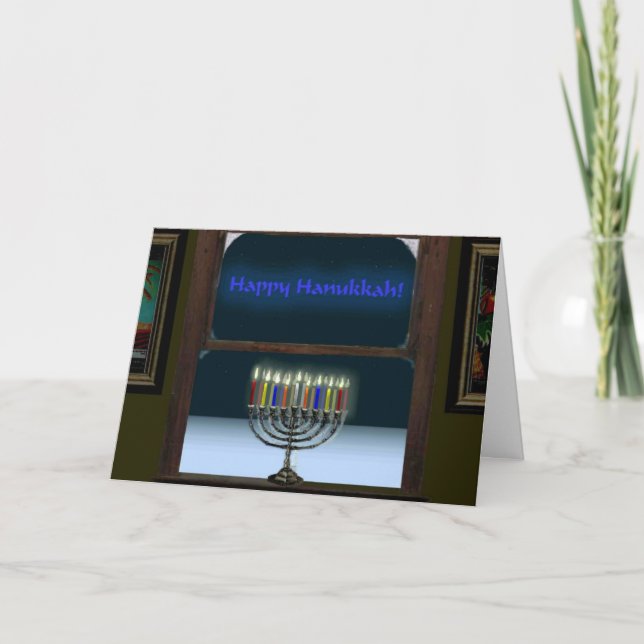 Menorah In The Window Holiday Card (Front)