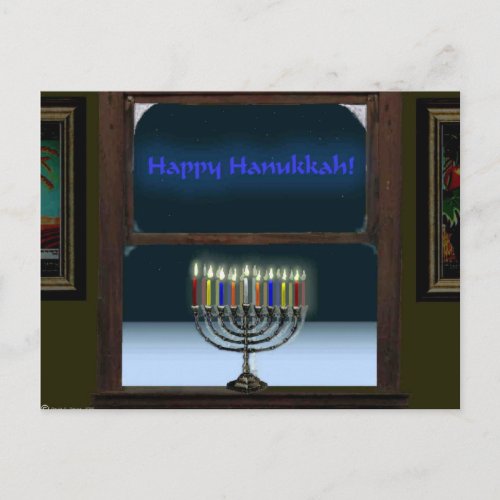 Menorah In The Window Postcard