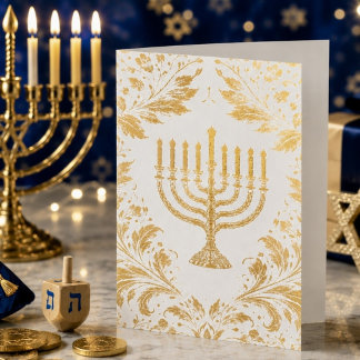 Menorah intricate William Morris style Foil Card