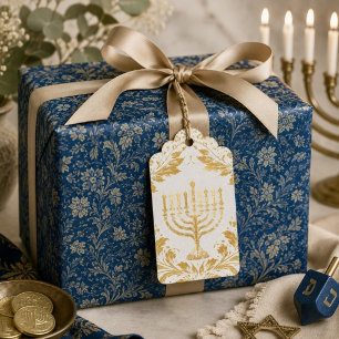 Menorah intricate William Morris style Foil Gift Tags