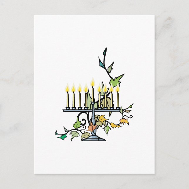Menorah & Ivy Holiday Postcard (Front)