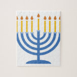 Menorah Jigsaw Puzzle<br><div class="desc">The Menorah design is beautiful and bright and fills you to the brim with holiday spirit and is perfect on gifts, table runners, kitchen linens, home decor and on all things Hanukkah!</div>