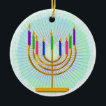 Menorah Keepsake Ornament<br><div class="desc">A beautiful nine candle menorah with lit candles,  perfect for Hanukkah!</div>