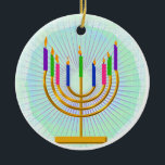 Menorah Keepsake Ornament<br><div class="desc">A beautiful nine candle menorah with lit candles,  perfect for Hanukkah!</div>