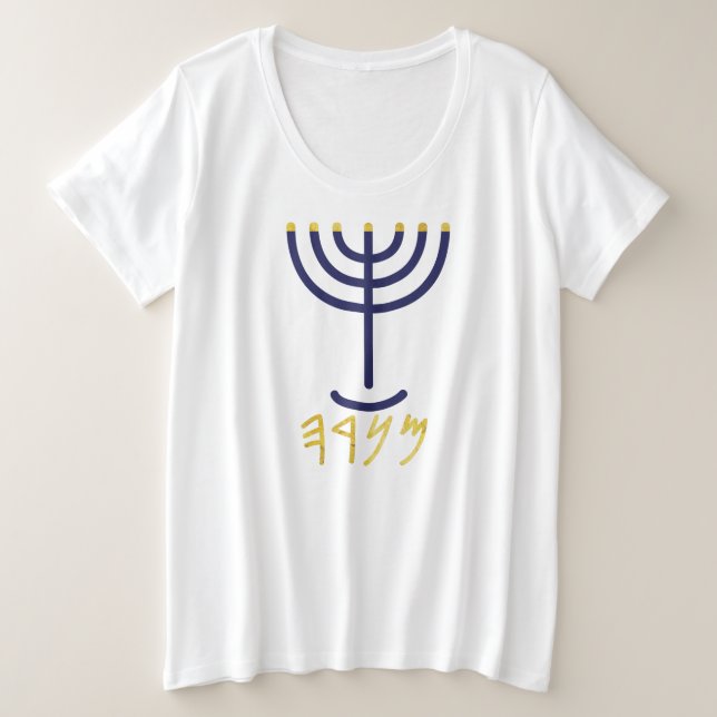Menorah Ladies Tee Navy Gold (Design Front)