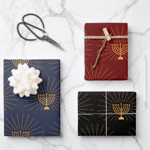 Menorah lights Hanukkah Celebration Wrapping Paper Sheets