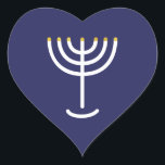 Menorah Navy Gold Graphic Heart Sticker<br><div class="desc">Hebrew Menorah Sticker. Navy,  White,  Gold. Transferable and customizable. Menorah Navy Gold Graphic Heart Sticker.</div>