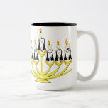 Menorah Penguins Two-Tone Coffee Mug<br><div class="desc">Who said Christmas has to own penguins? Let these little penguins celebrate with you and your loved ones during the season. Each one comes with a gift for each night.</div>