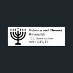 Menorah return address self-inking stamp<br><div class="desc">Return address stamp with a menorah. Great for Hanukkah greetings.</div>