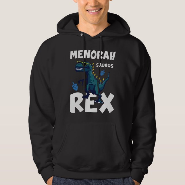 Menorah Saurus Rex Hanukkah Dinosaur Costume Hoodie (Front)