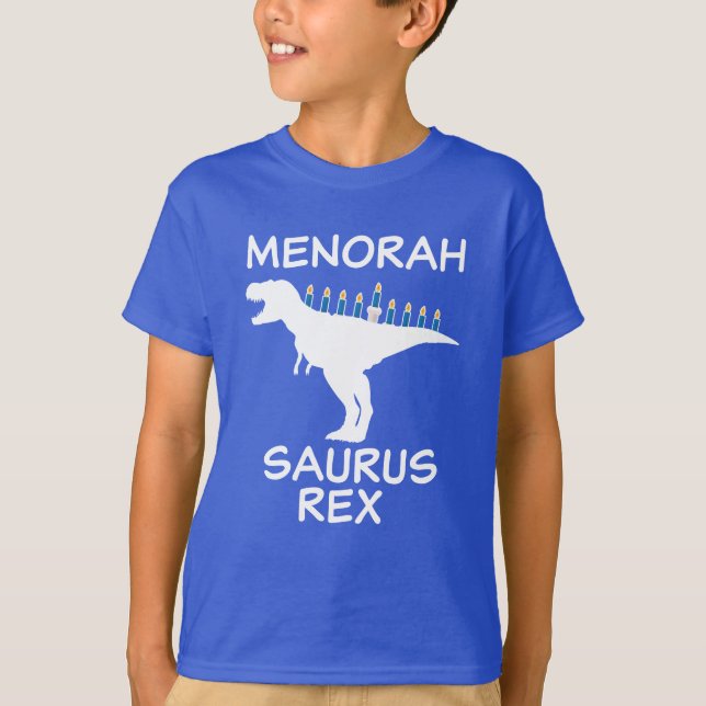 Menorah Saurus Rex Jewish Hanukkah Shirt Funny (Front)