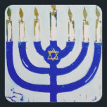 Menorah Square Stickers<br><div class="desc">This menorah comes from one of my original illustrations!
Artwork © Abigail Davidson.</div>