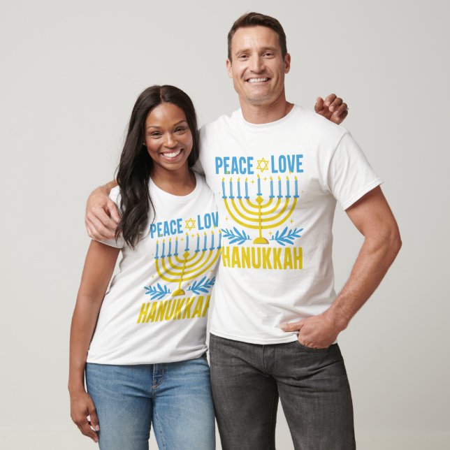 Menorah Star of David Blue Yellow White T-Shirt (Unisex)