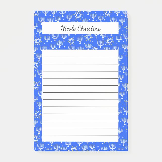 Menorah Star of David Hanukkah Blue CUSTOM Notepad (Front)