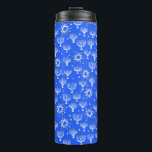 Menorah Star of David Hanukkah Pattern Blue White Thermal Tumbler<br><div class="desc">Cute stars decorate this thermal container. Customize it with your name or other text over the pattern. Check my shop for more matching items for your kitchen and life.</div>