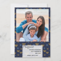 Menorah Star of David Pattern Happiest Hanukkah Holiday Card